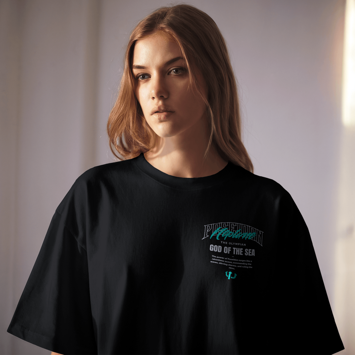 Additional product view 4 of the black poseidon of neptune oversized drop shoulder tee