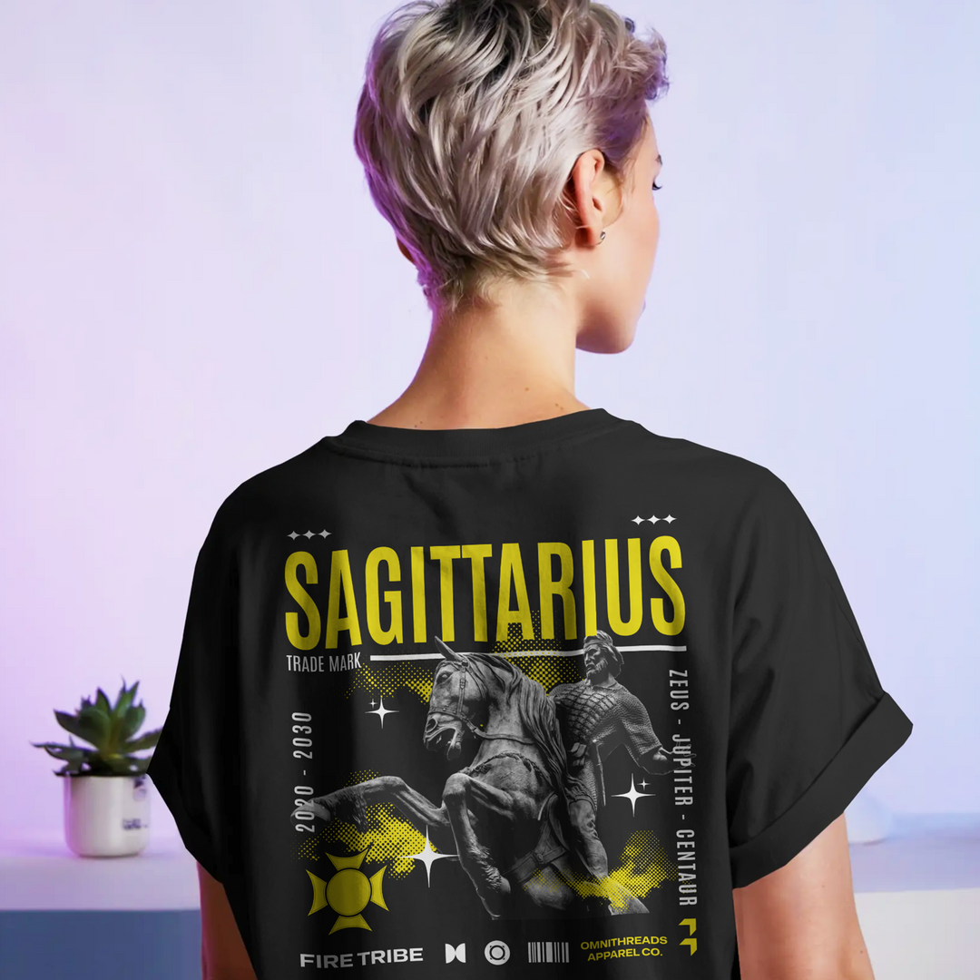Sagittarius Fire Tribe - Oversize Deep Drop Shoulder Tee