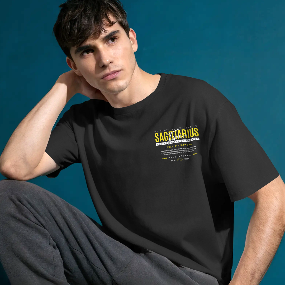 Sagittarius Fire Tribe - Oversize Deep Drop Shoulder Tee
