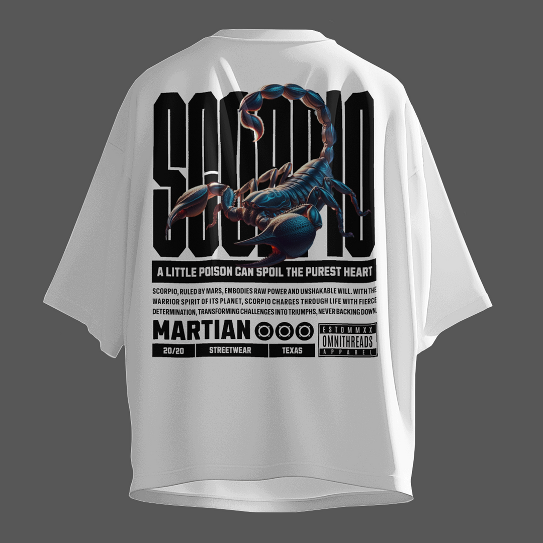 Scorpio On Mars - Oversize Deep Drop Shoulder Tee