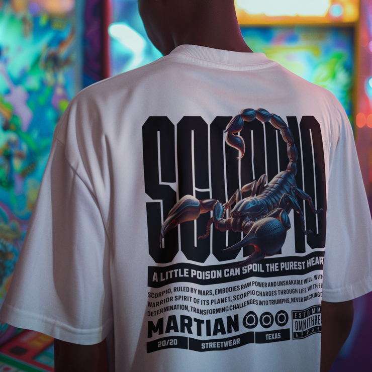 Scorpio On Mars - Oversize Deep Drop Shoulder Tee