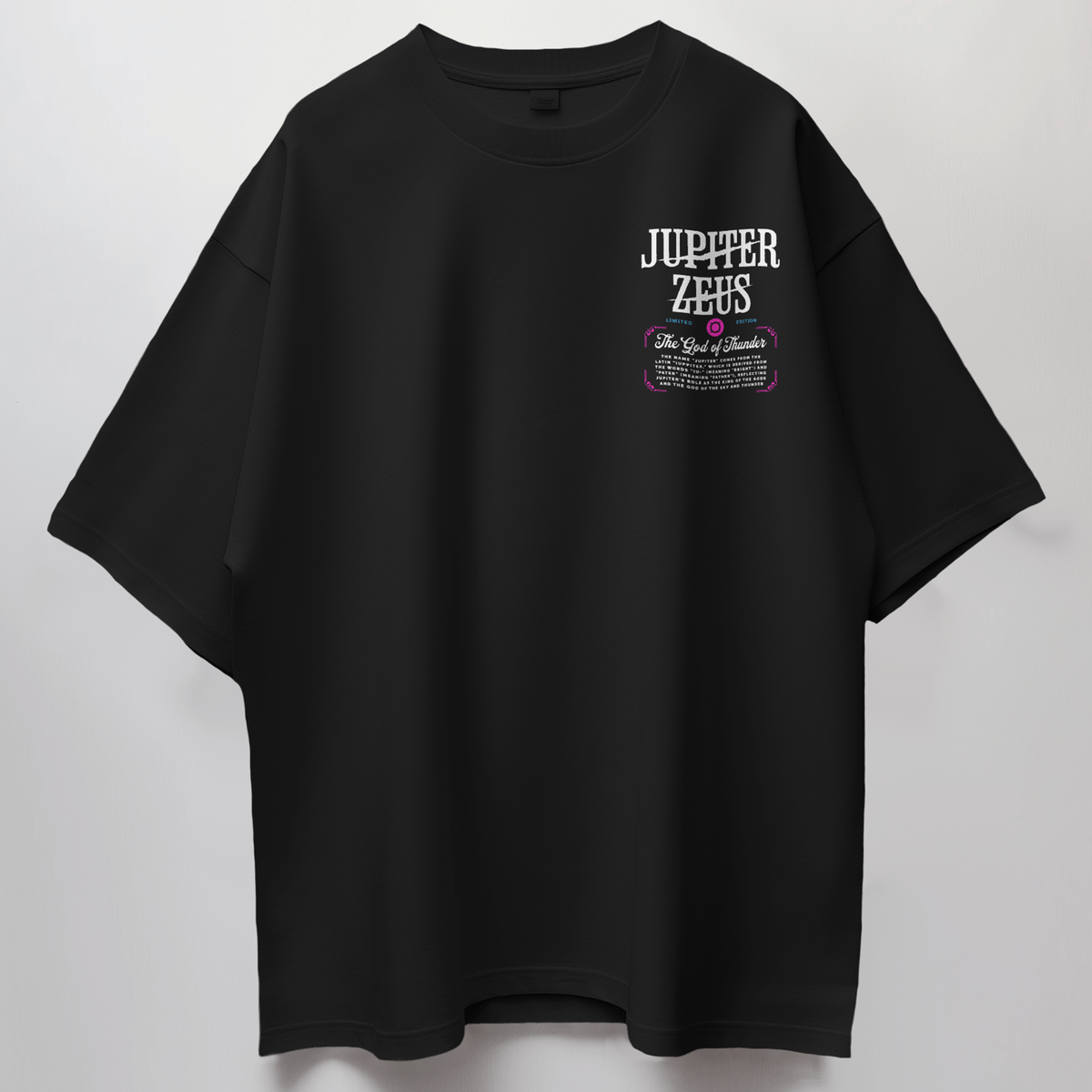 Additional product view 7 of the black zeus of jupiter oversized drop shoulder tee