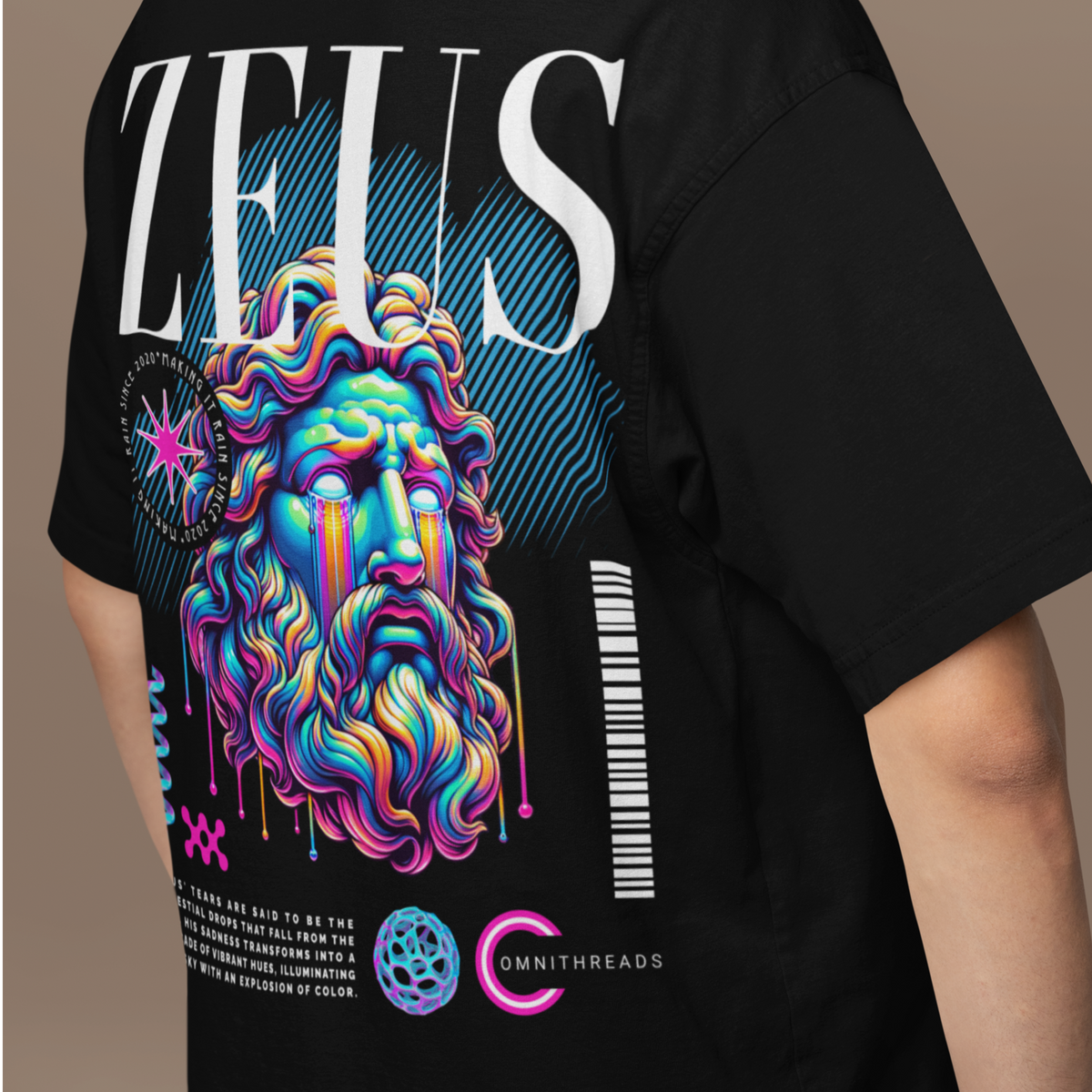 Additional product view 5 of the black zeus of jupiter oversized drop shoulder tee