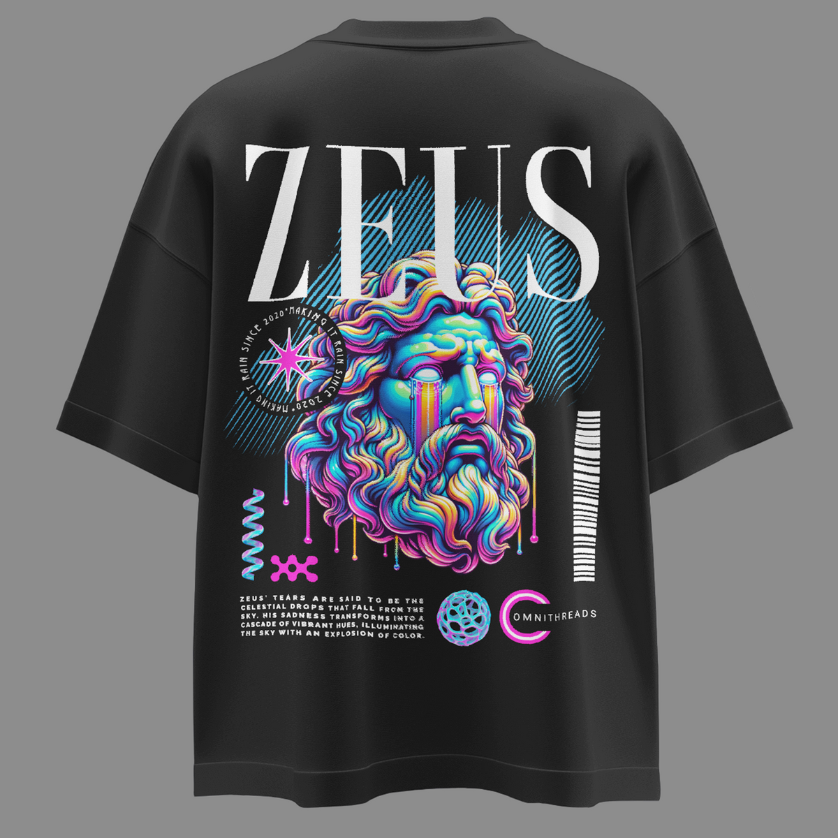 Additional product view 6 of the black zeus of jupiter oversized drop shoulder tee