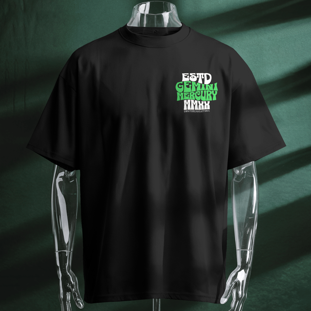 Two Sided Gemini - Oversize Deep Drop Shoulder Tee