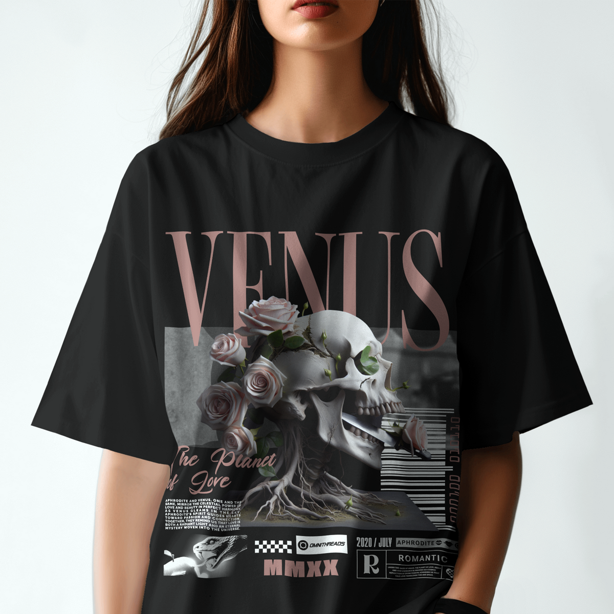 Additional product view 2 of the black venus oversized drop shoulder tee