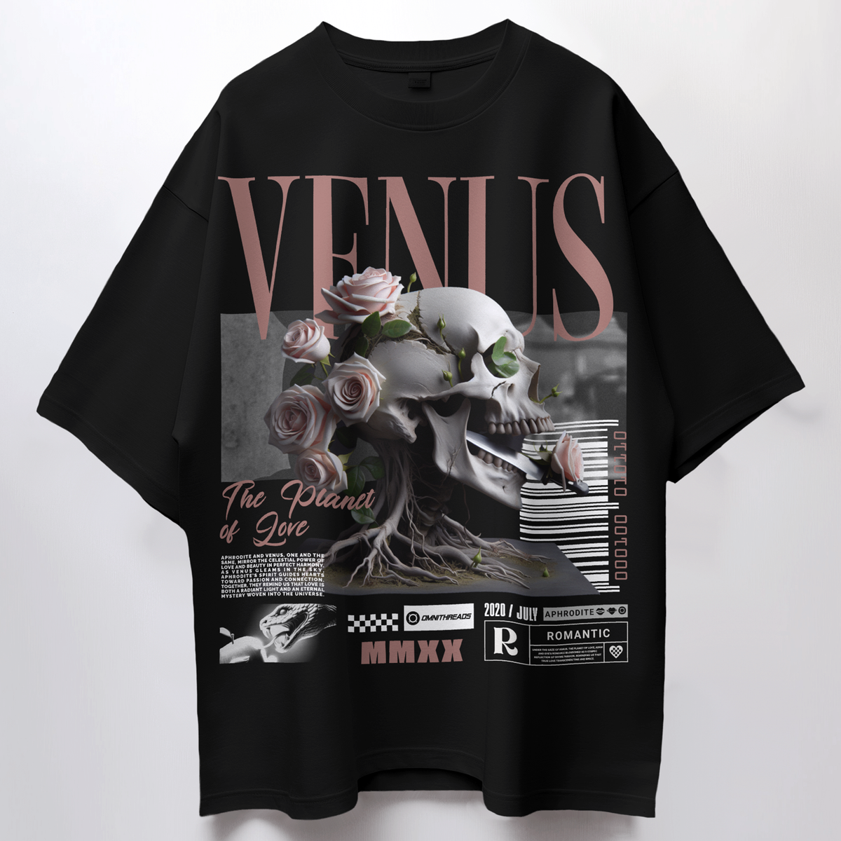 Additional product view 6 of the black venus oversized drop shoulder tee