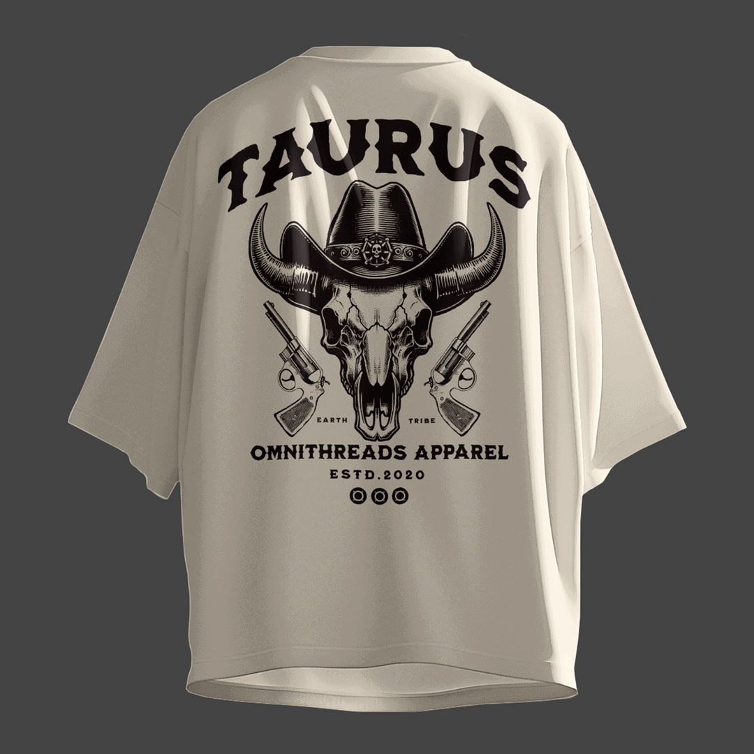 Wild West Taurus - Oversize Deep Drop Shoulder Tee